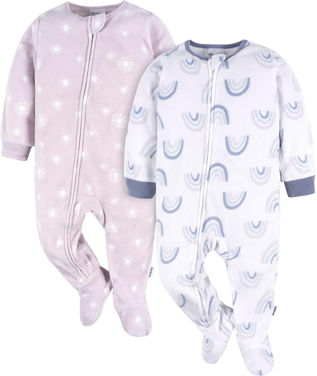 Gerber Baby Girls Toddler Loose Fit Flame Resistant Fleece Footed Pajamas 2-Pack