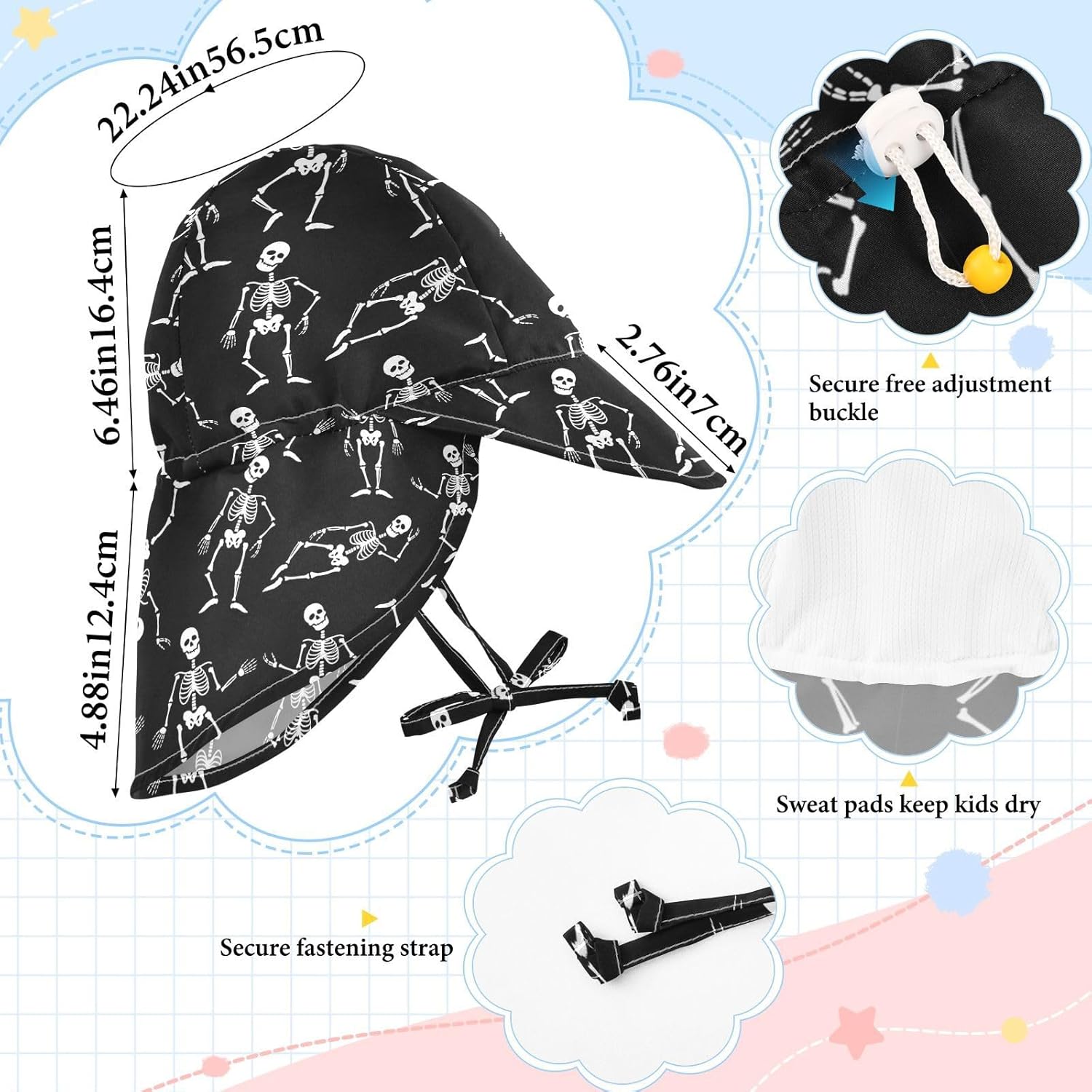 Pigsaly Skeletons Baby Toddler Sun Hat
