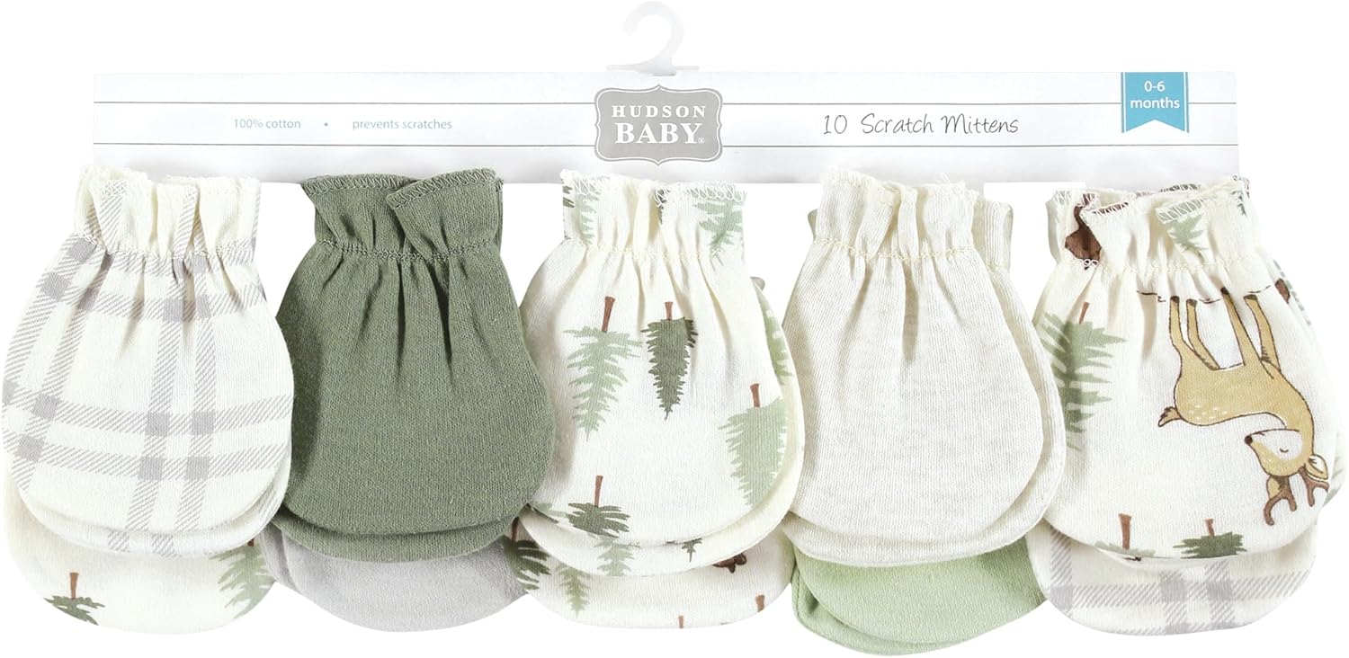 Hudson Baby Unisex Cotton Scratch Mittens Set