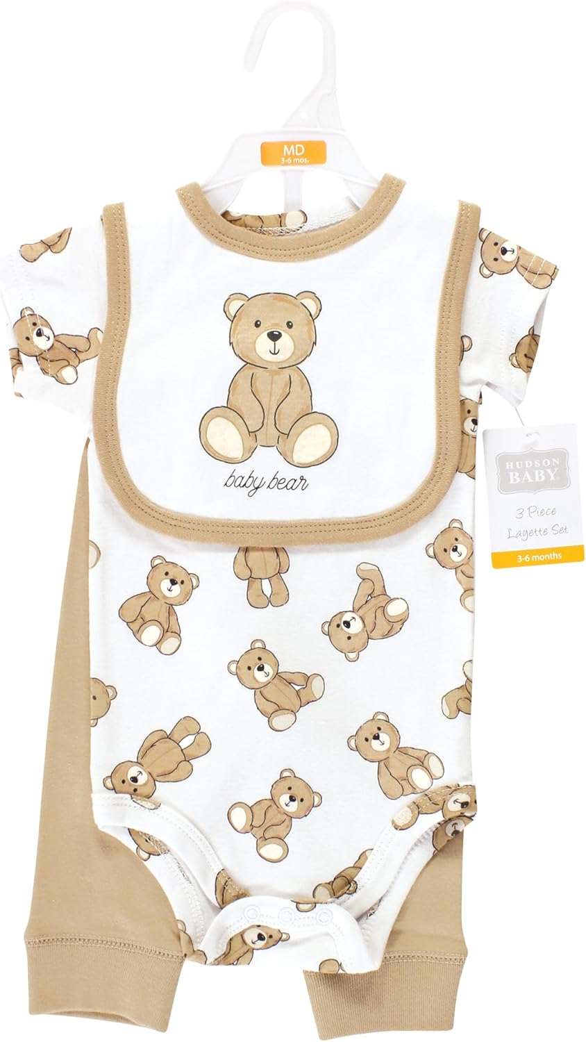 Hudson Baby ConvertibleUNIsize Cotton Bodysuit Pant Bib Set