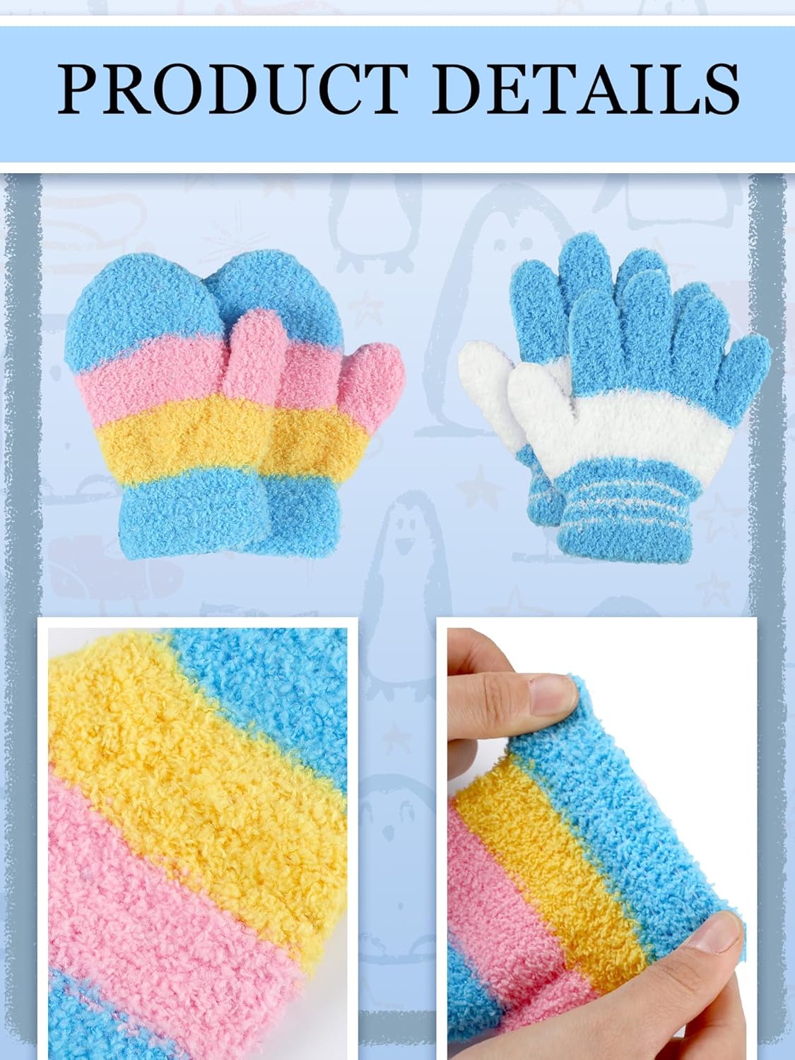 SATINIOR Toddler Winter Gloves 6 Pairs Soft and Warm