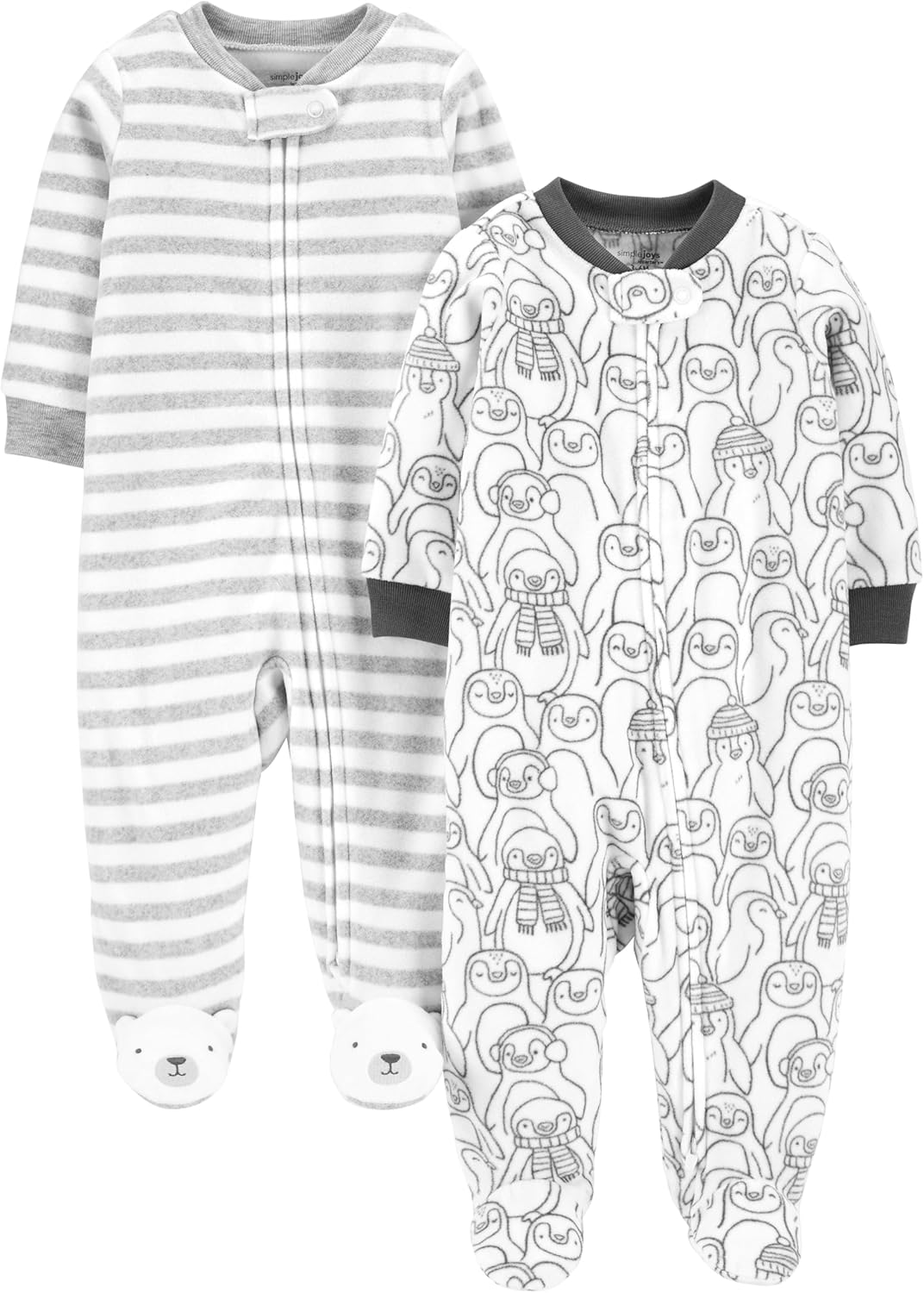 Simple Joys by Carters 2-Pack Neutral Fleece rompers