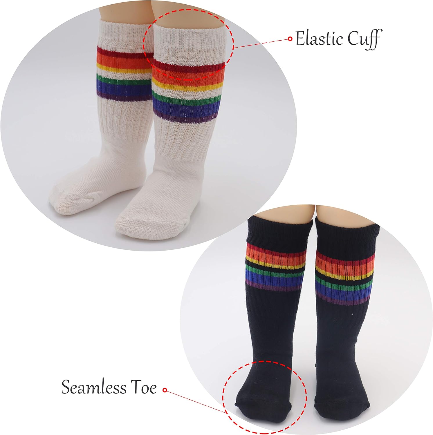 Xiyadun Unisex Knee High Socks for Toddlers Kids 80 Cotton