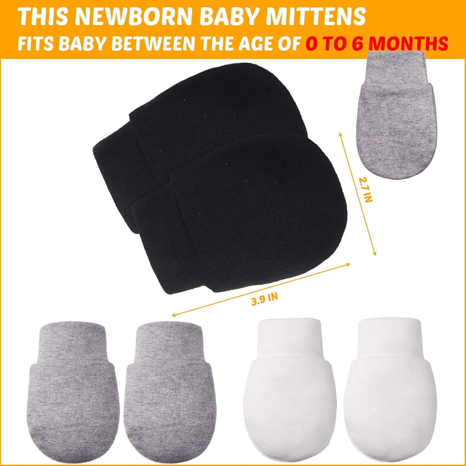 9 Pair No-Scratch Gloves for Newborns