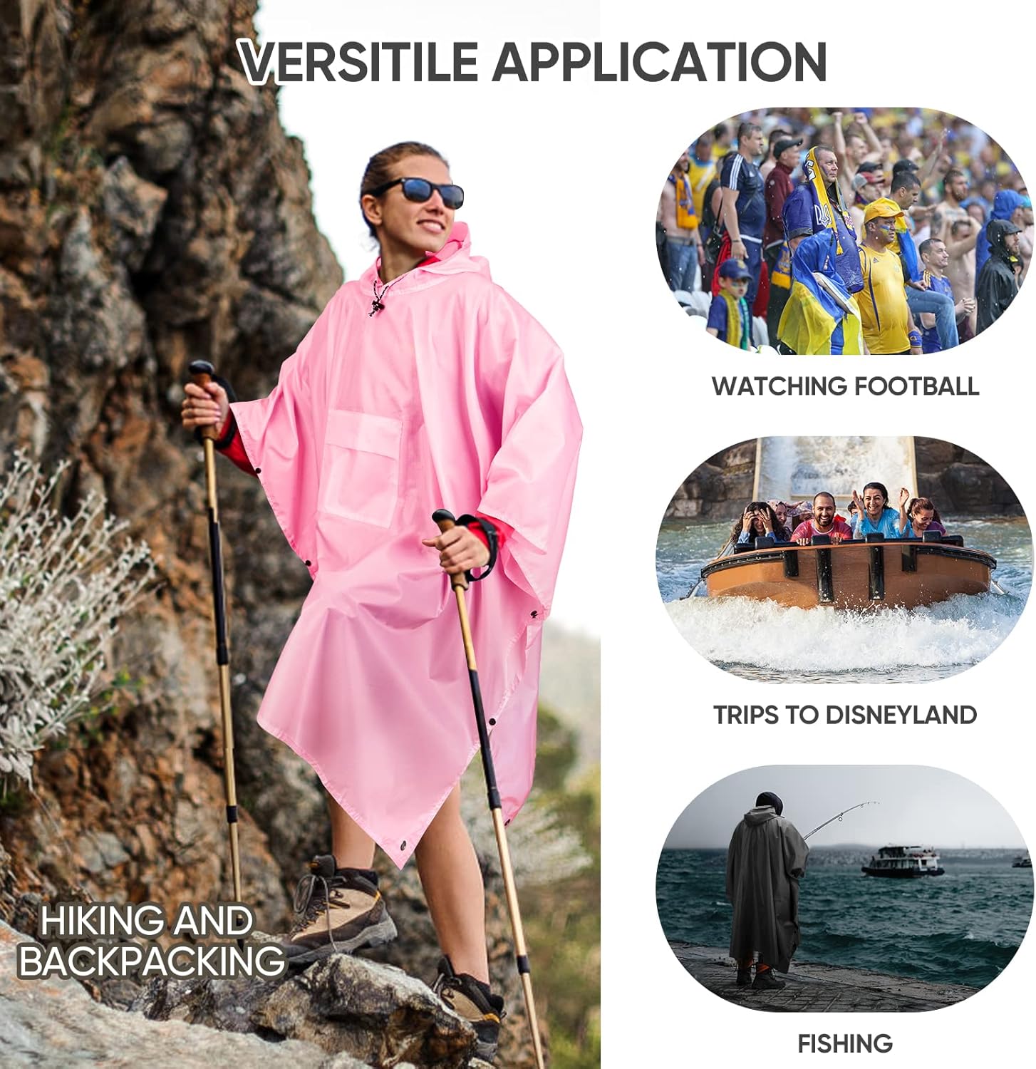 PTEROMY - Waterproof Lightweight Lofted Unisex Rain Poncho for Hiking