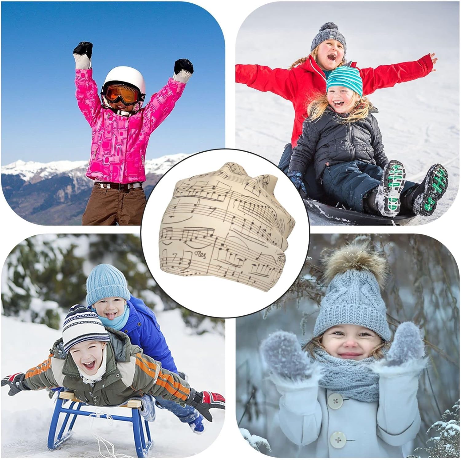 Retro Music Notes Kids Beanies