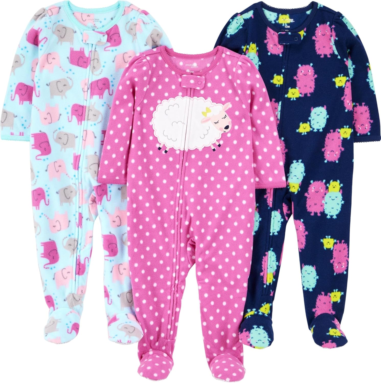 Simple Joys by Carters 3-Pack Flame Resistant Pajamas for Baby Girls