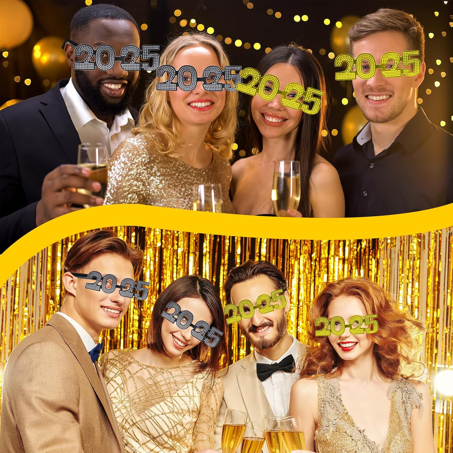 2025 New Year Glitter Glasses