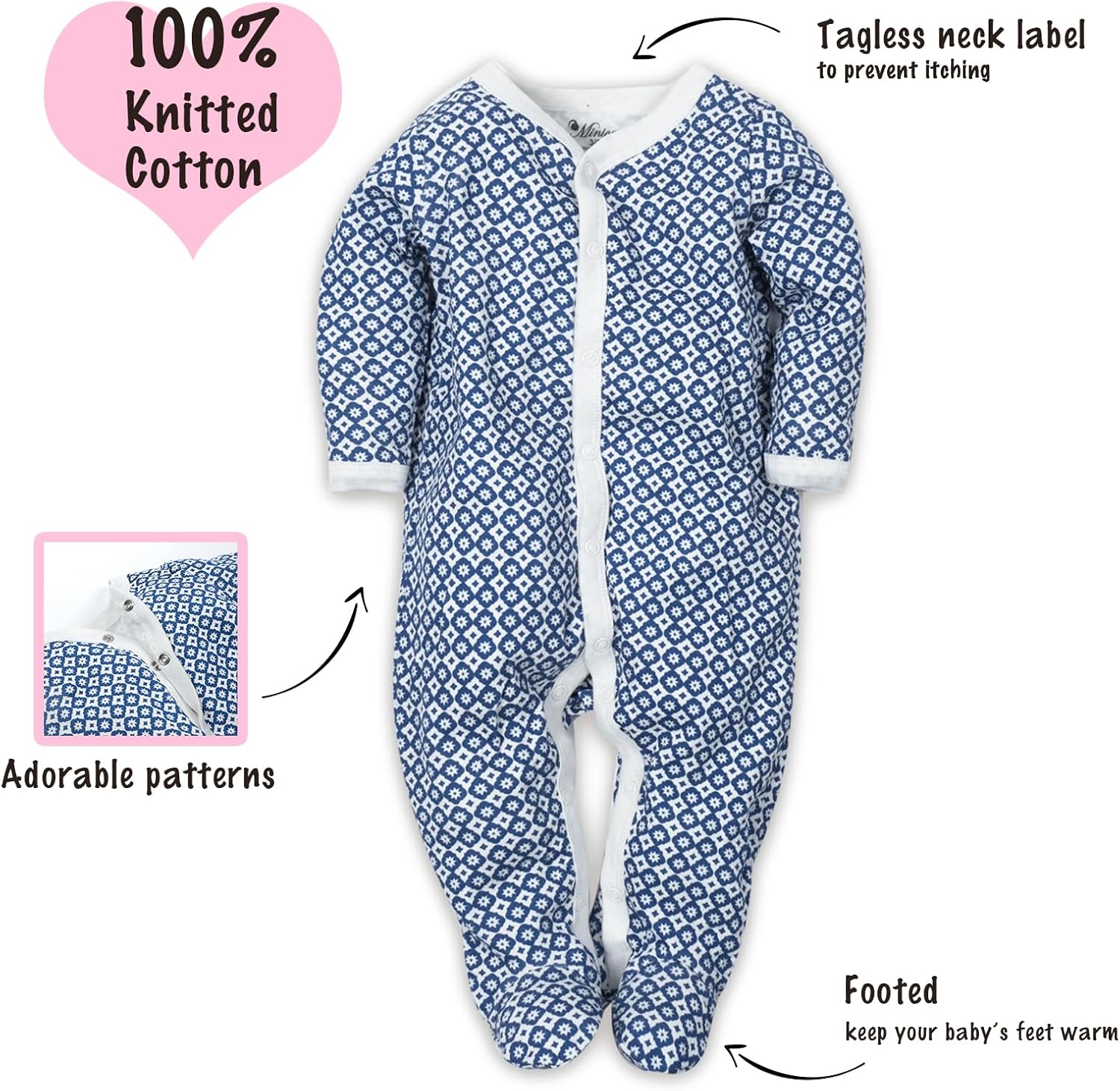Soft Cotton Unisex Baby Footies Multi Pack