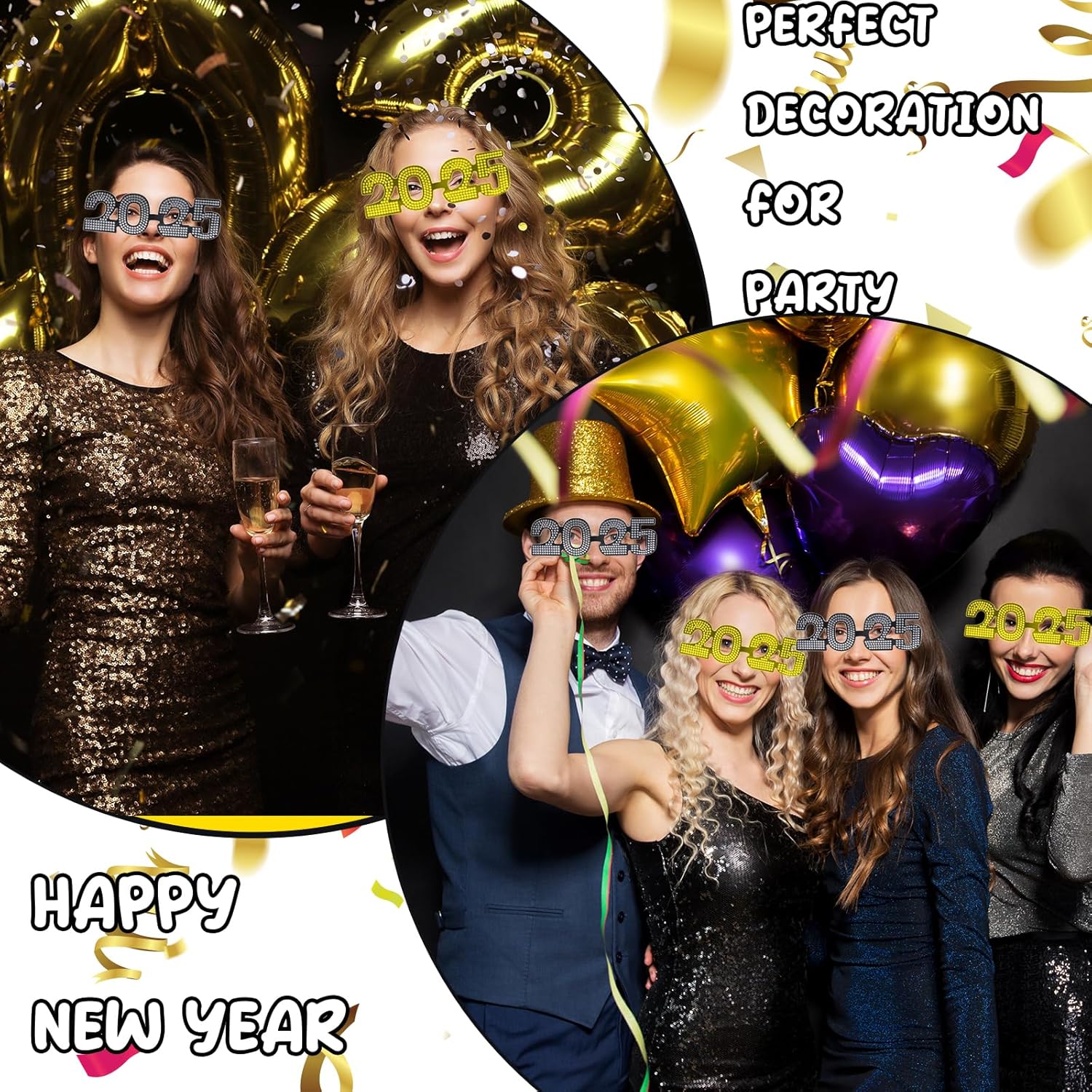 2025 New Year Glitter Glasses