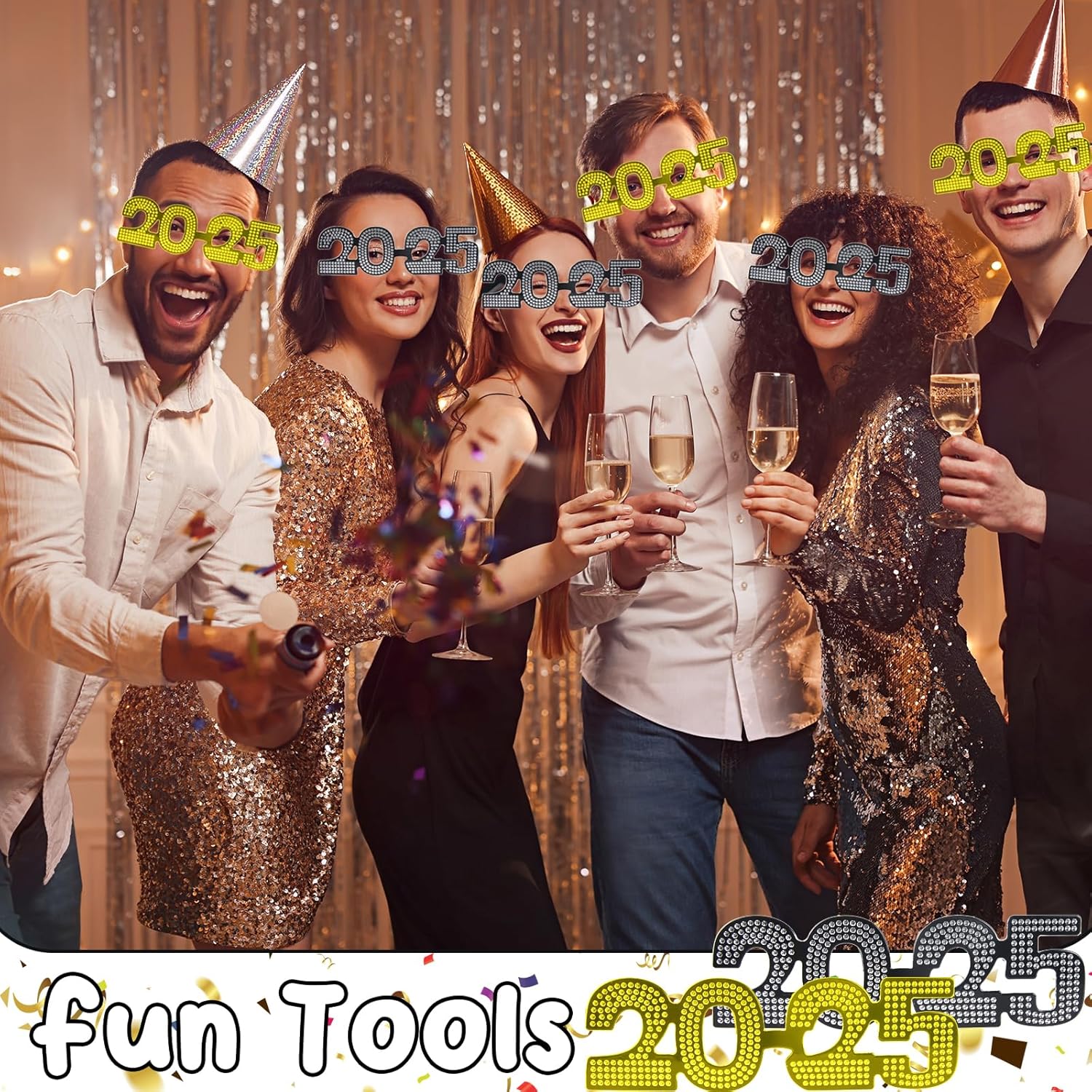 2025 New Year Glitter Glasses