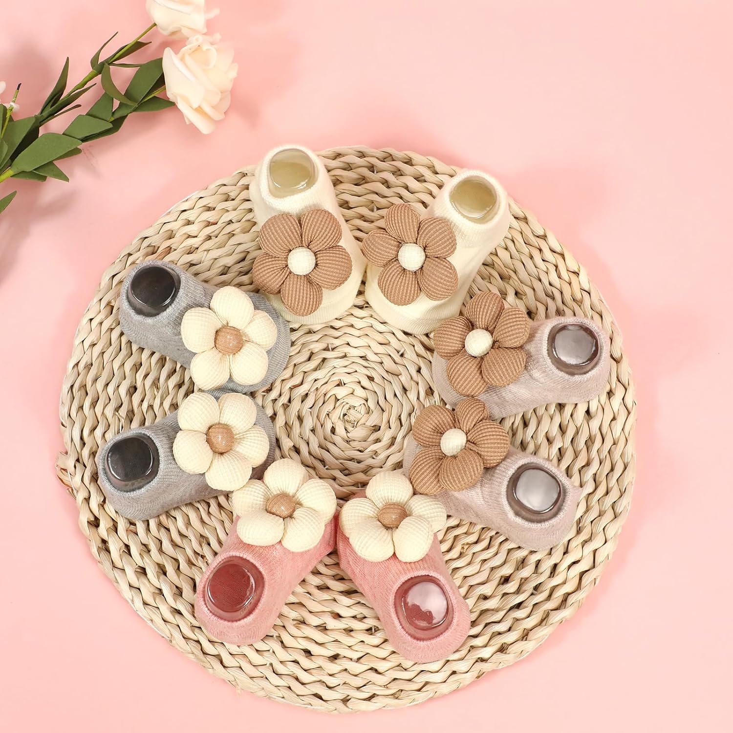Floral Non-Slip Baby Socks for Girls