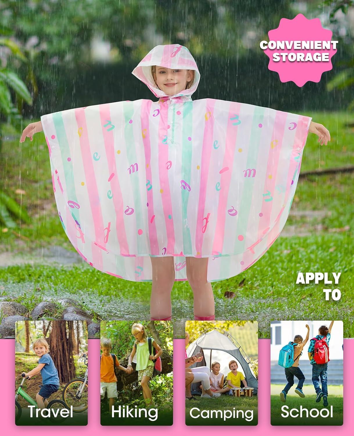 WAWSAM Lightweight Toddler Raincloth Waterproof Windproof with Ice Cream Design