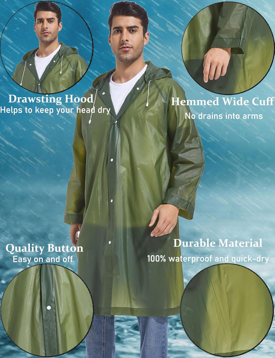 2-in-1 Reusable Rain Coats for Men Women