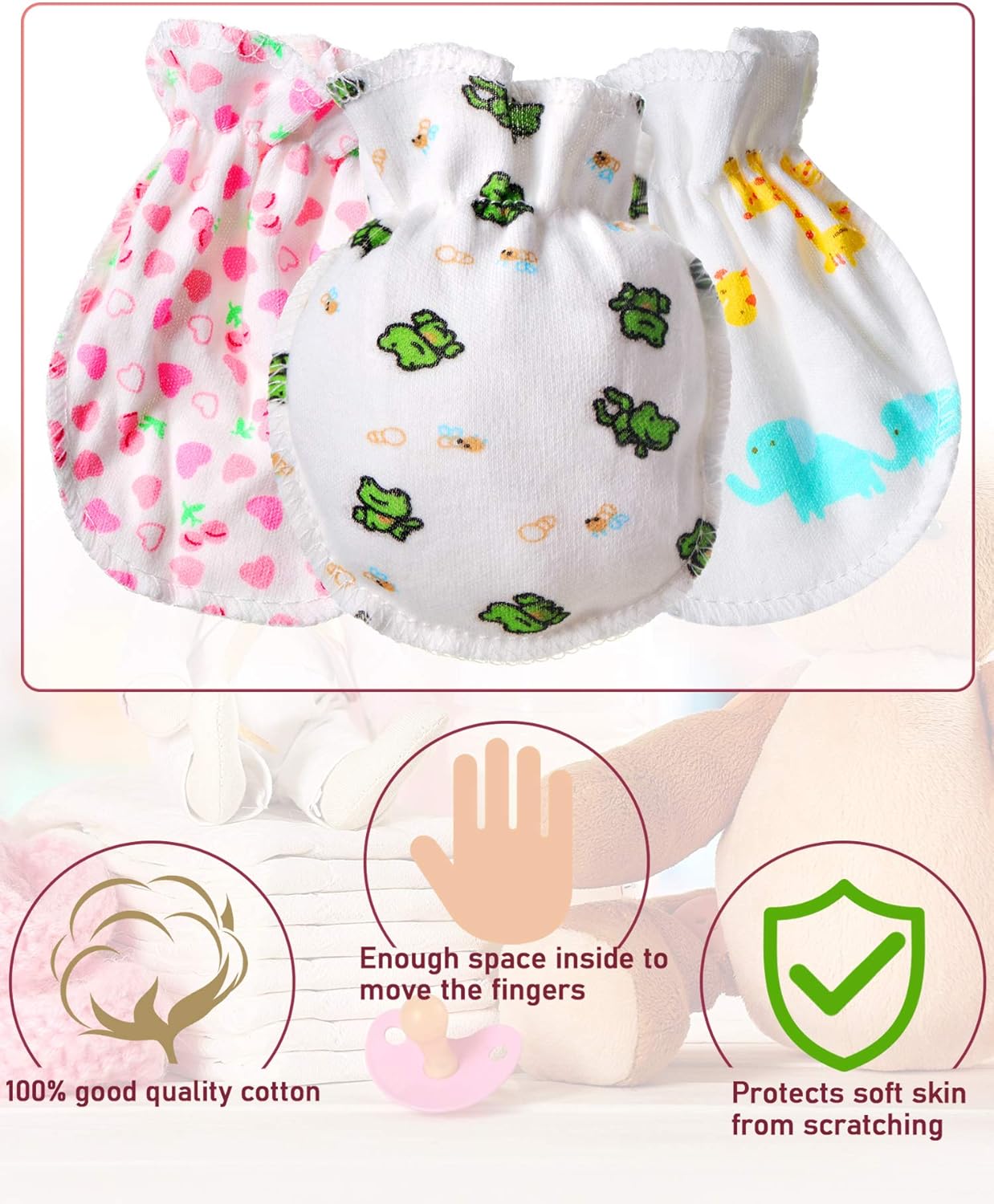 Syhood Baby Mittens 0-6 Months 17 Pairs Cartoon Design