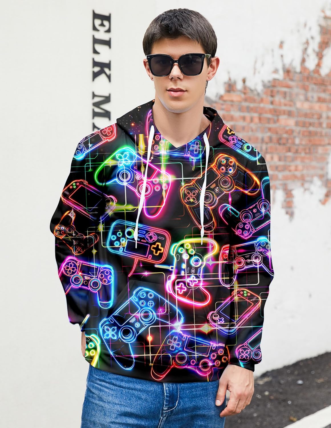 Goodstoworld Unisex Cool 3D Fleece Hoodie with Front Pocket