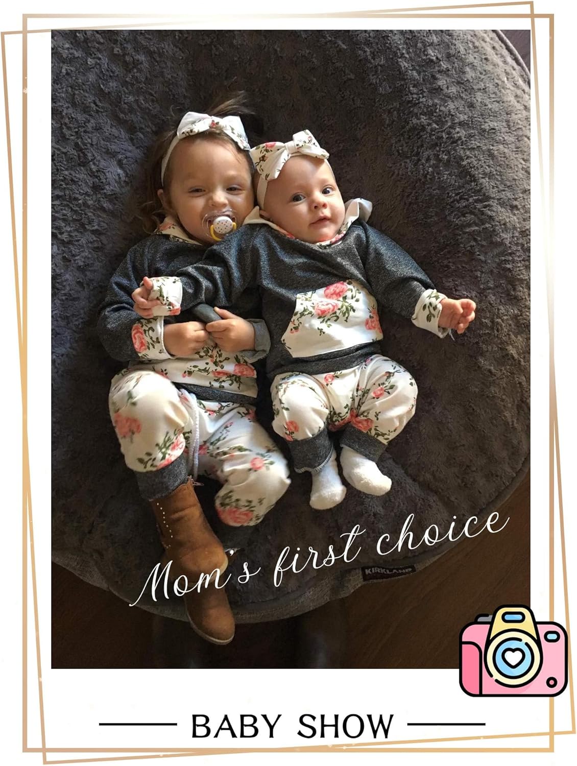 Perfect for Baby Girls Cute Floral Hoodie Pants Set with Headband