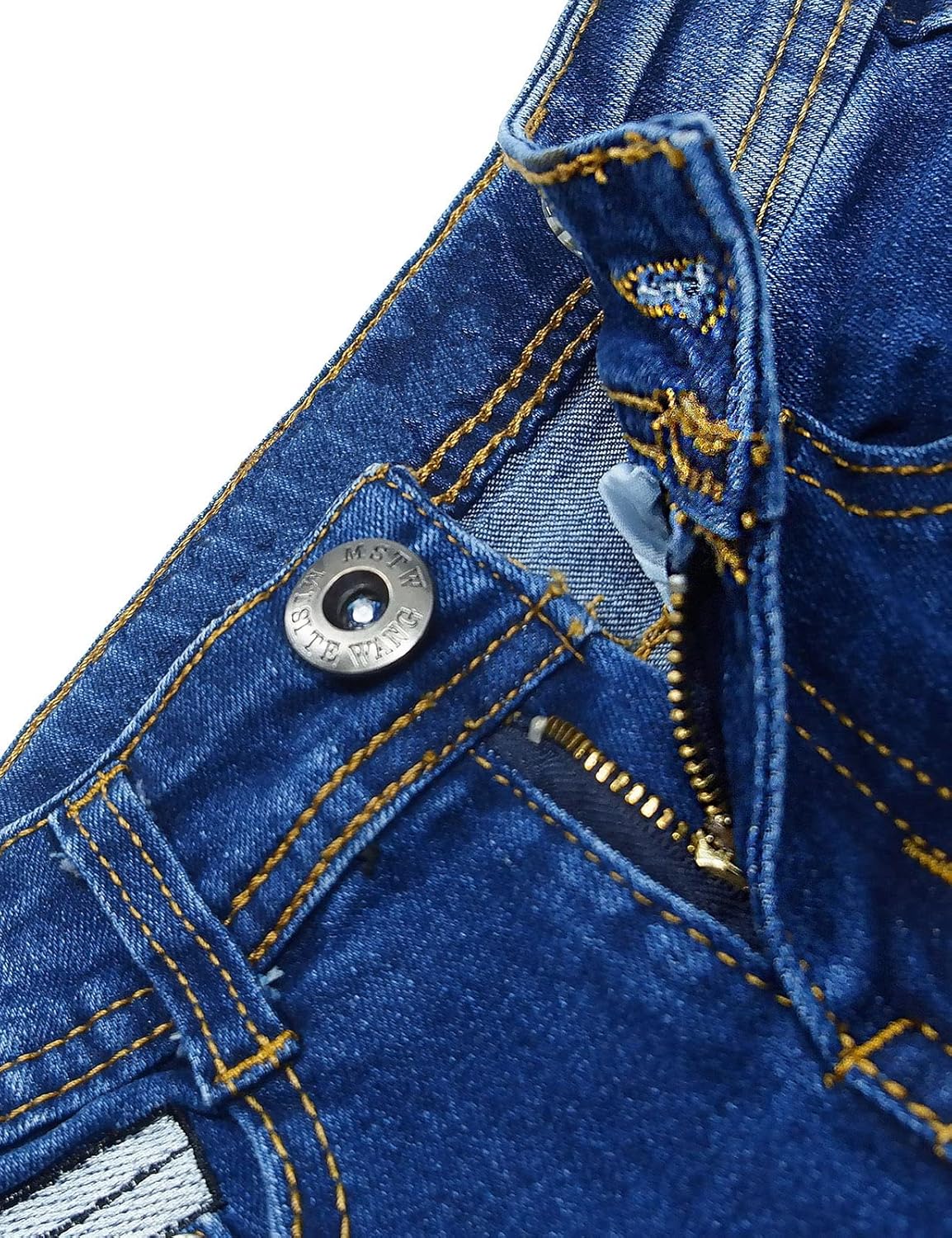 KIDSCOOL SPACE Baby Jeans Ripped Stretch Denim with Embroidered Letters