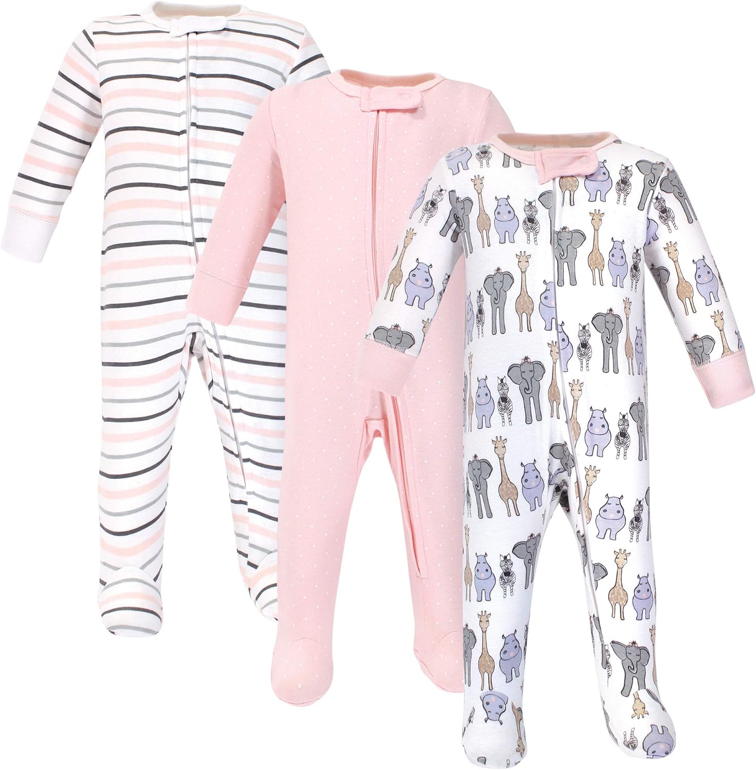 Hudson Baby Baby Girls Cotton Sleep and Play Set 1