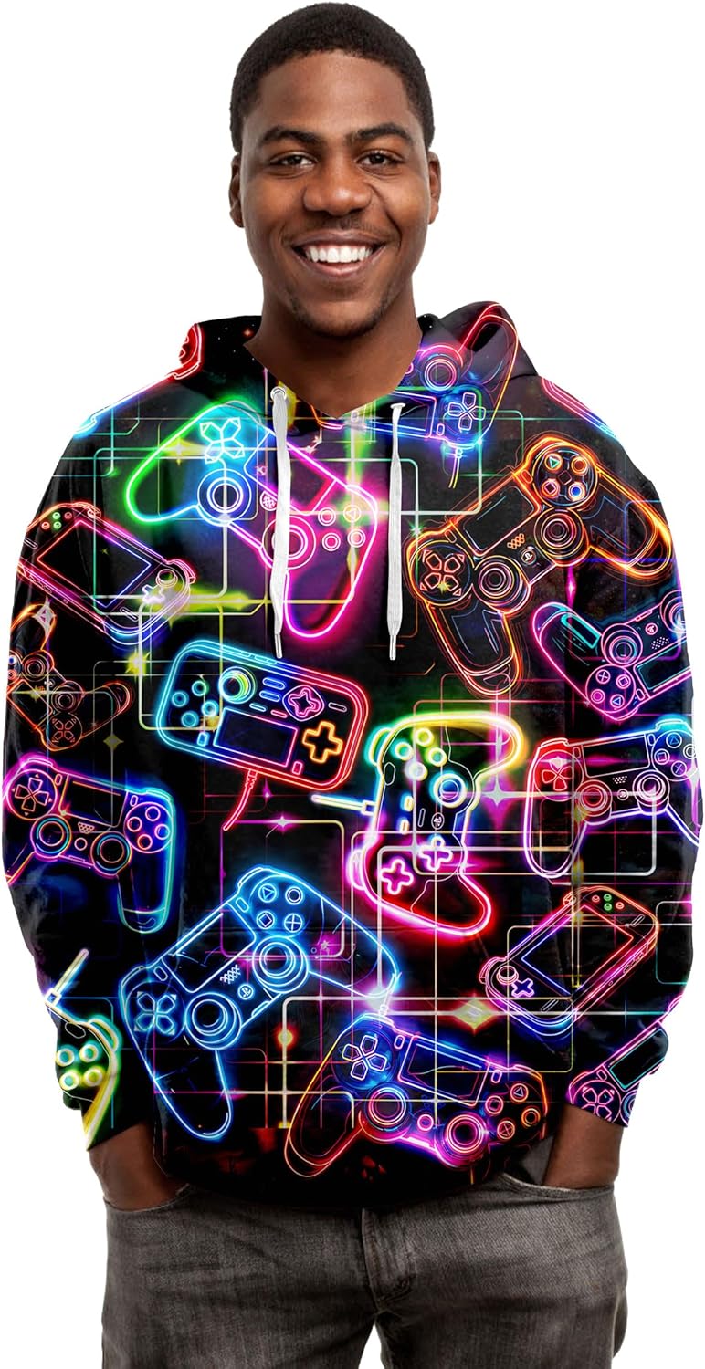 Goodstoworld Unisex Cool 3D Fleece Hoodie with Front Pocket