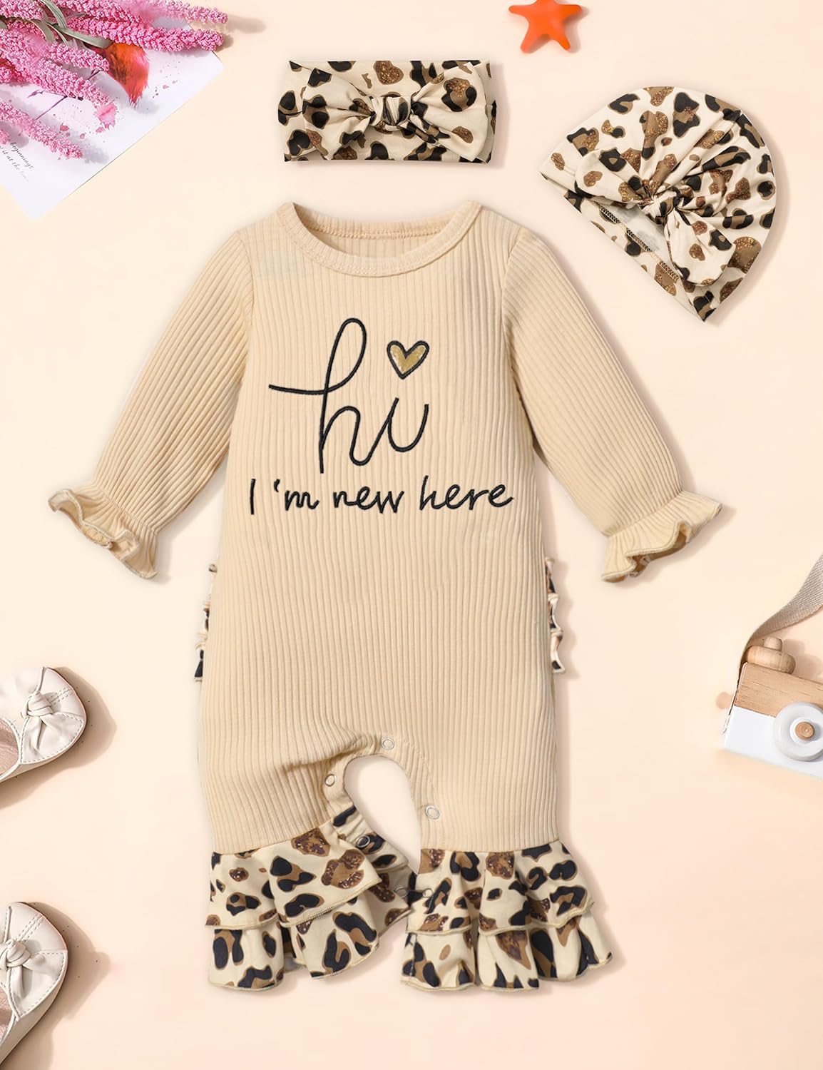 KANGKANG Newborn Baby Girl Ruffle Romper Onesie