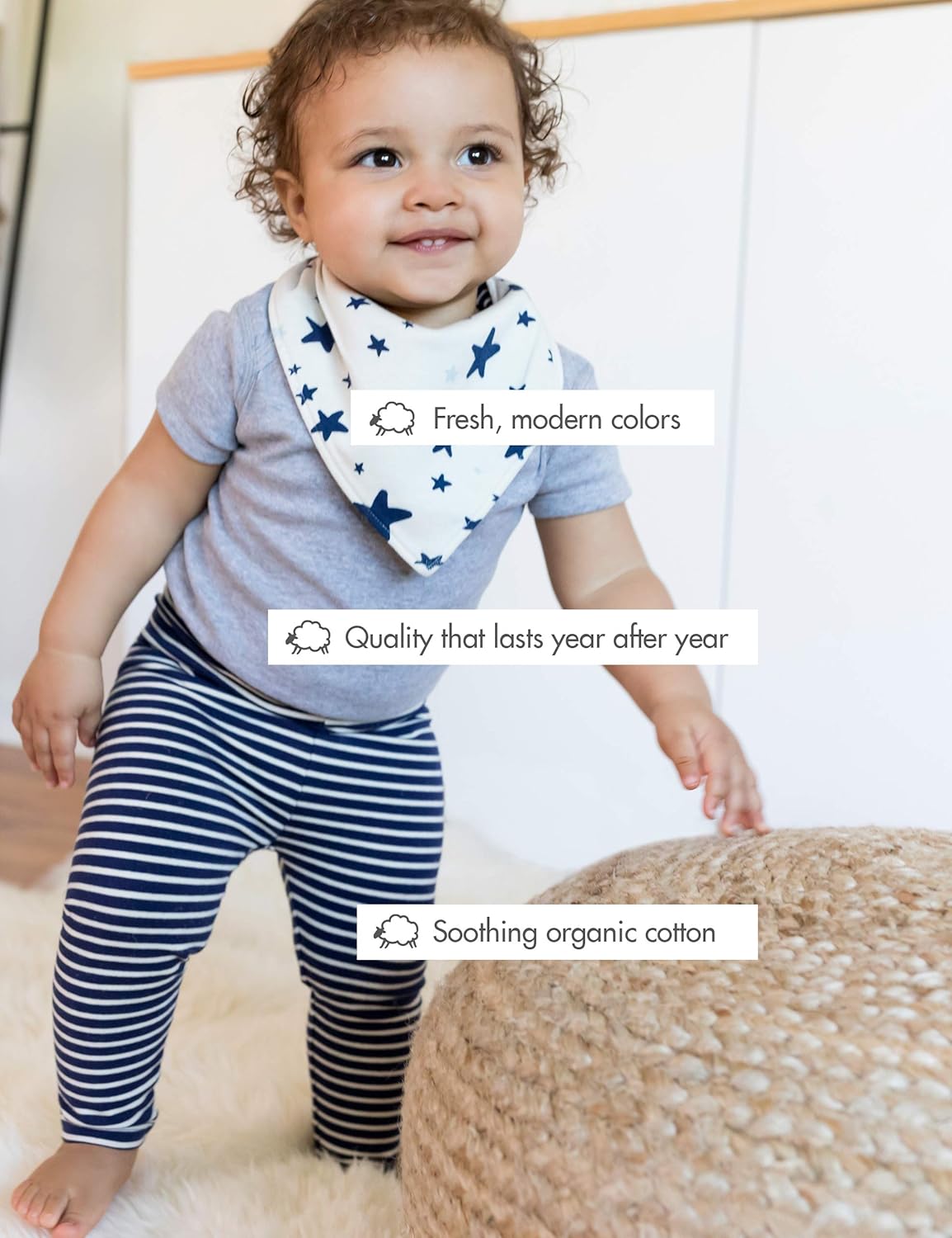 Moon and Back Unisex Babies Organic Cotton Footless Pajamas