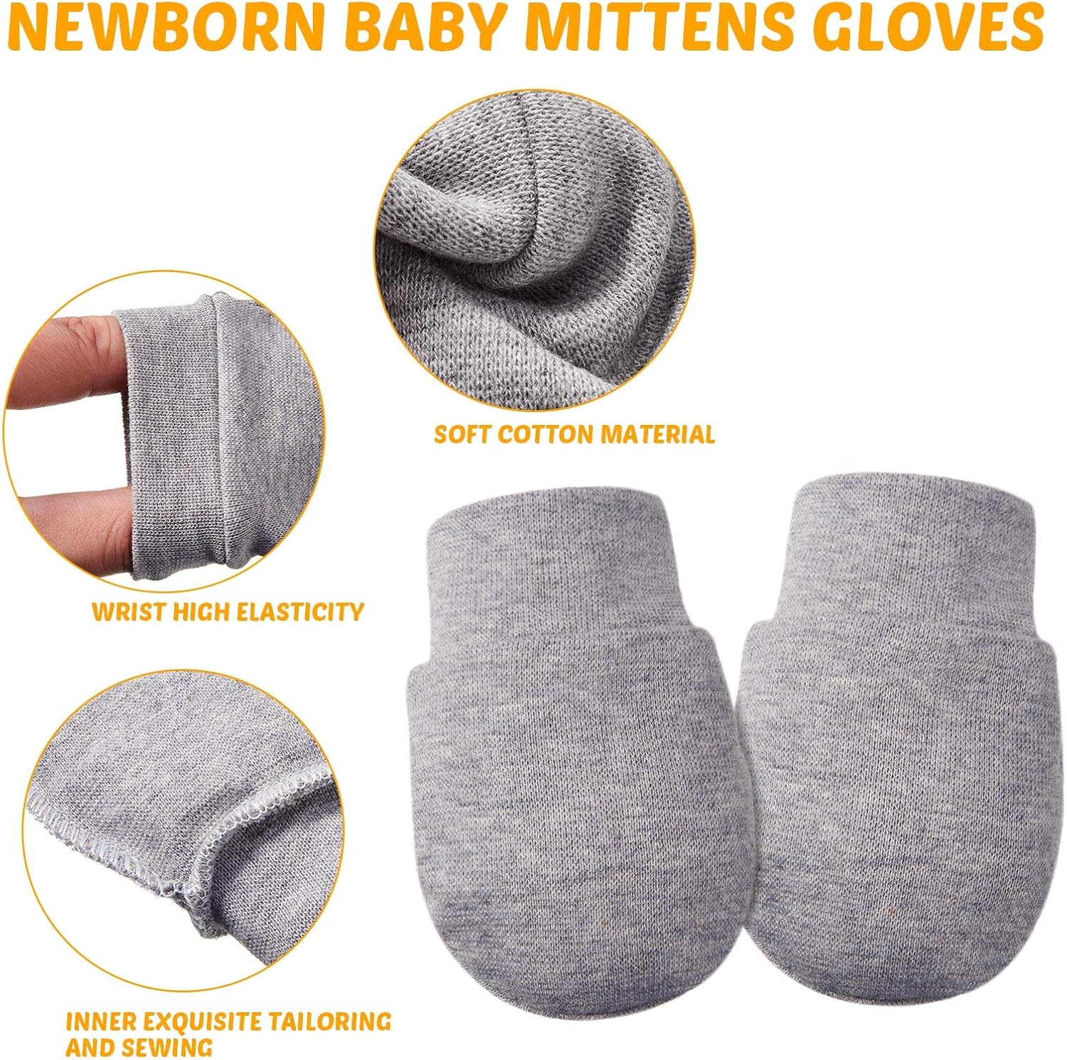 9 Pair No-Scratch Gloves for Newborns