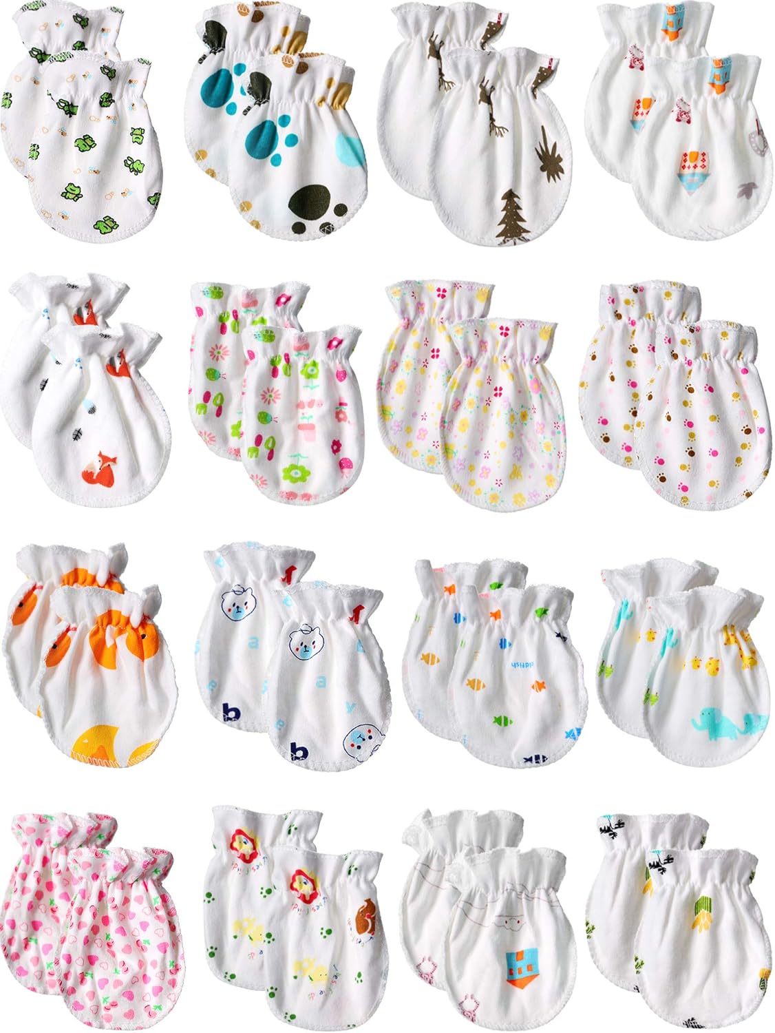 Syhood Baby Mittens 0-6 Months 17 Pairs Cartoon Design