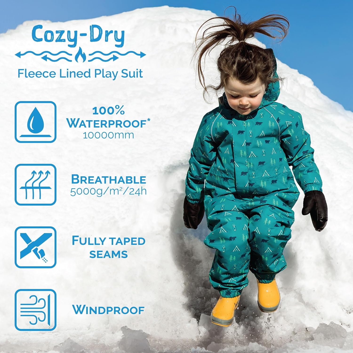 JAN JUL Waterproof Fleece Lined Snow Suit Coveralls for Toddlers and Kids