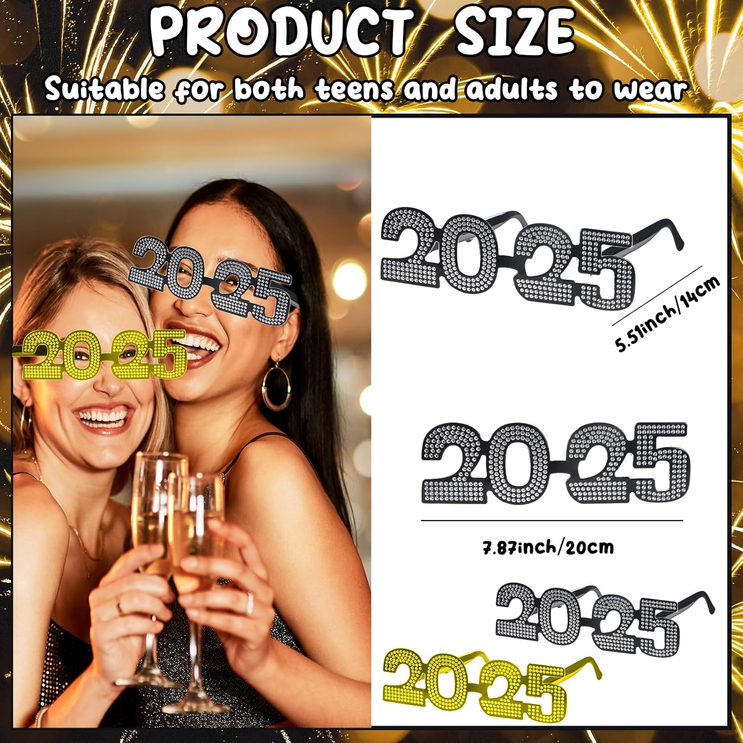 2025 New Year Glitter Glasses
