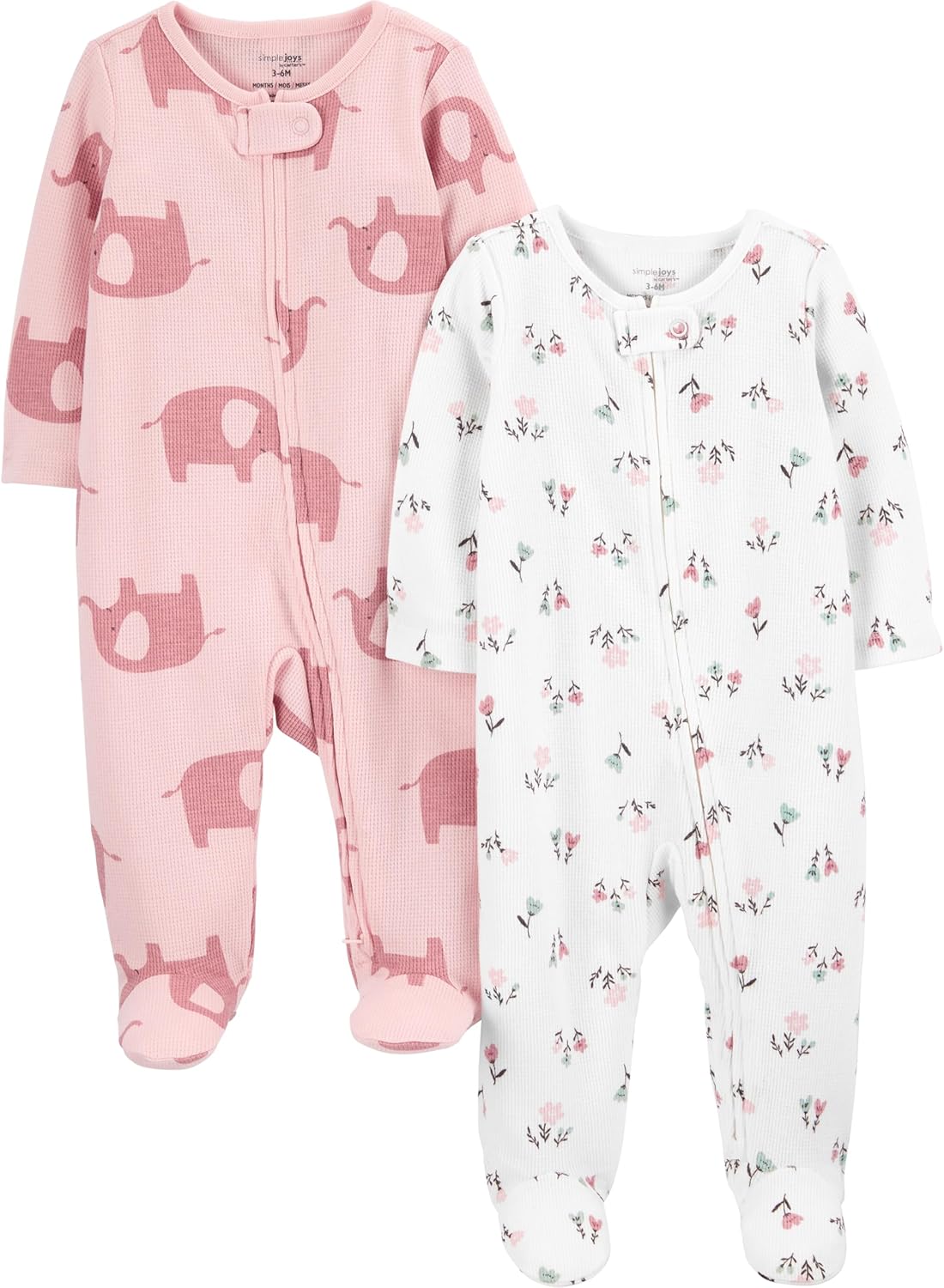 2-Way Zip Thermal Blanket Sleepers for Baby Girls 2-Pack