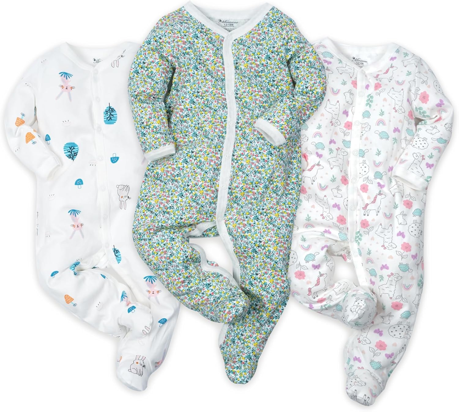 Cotton Multi Pack Long Sleeve Baby Jumpsuits for Girls