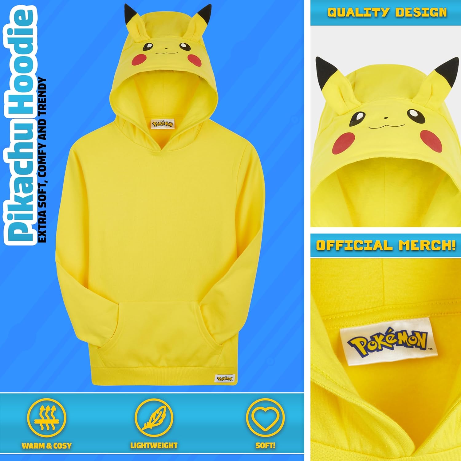 Pokemon Pikachu Hoodie for Boys Teens