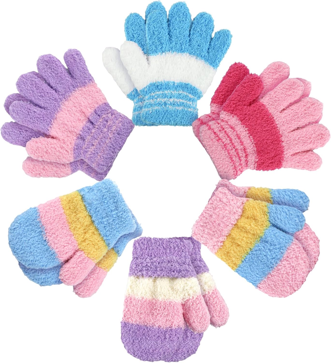 SATINIOR Toddler Winter Gloves 6 Pairs Soft and Warm