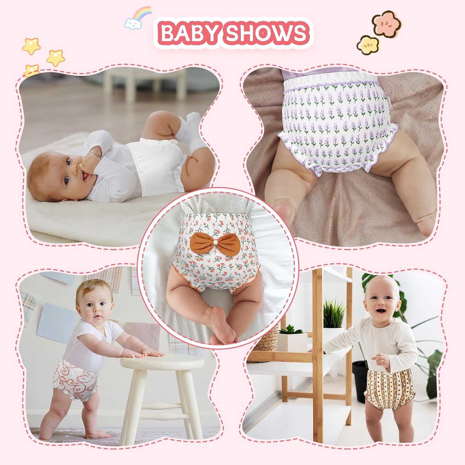 Durio 4Pcs Cotton Diaper Covers for Toddler Girls