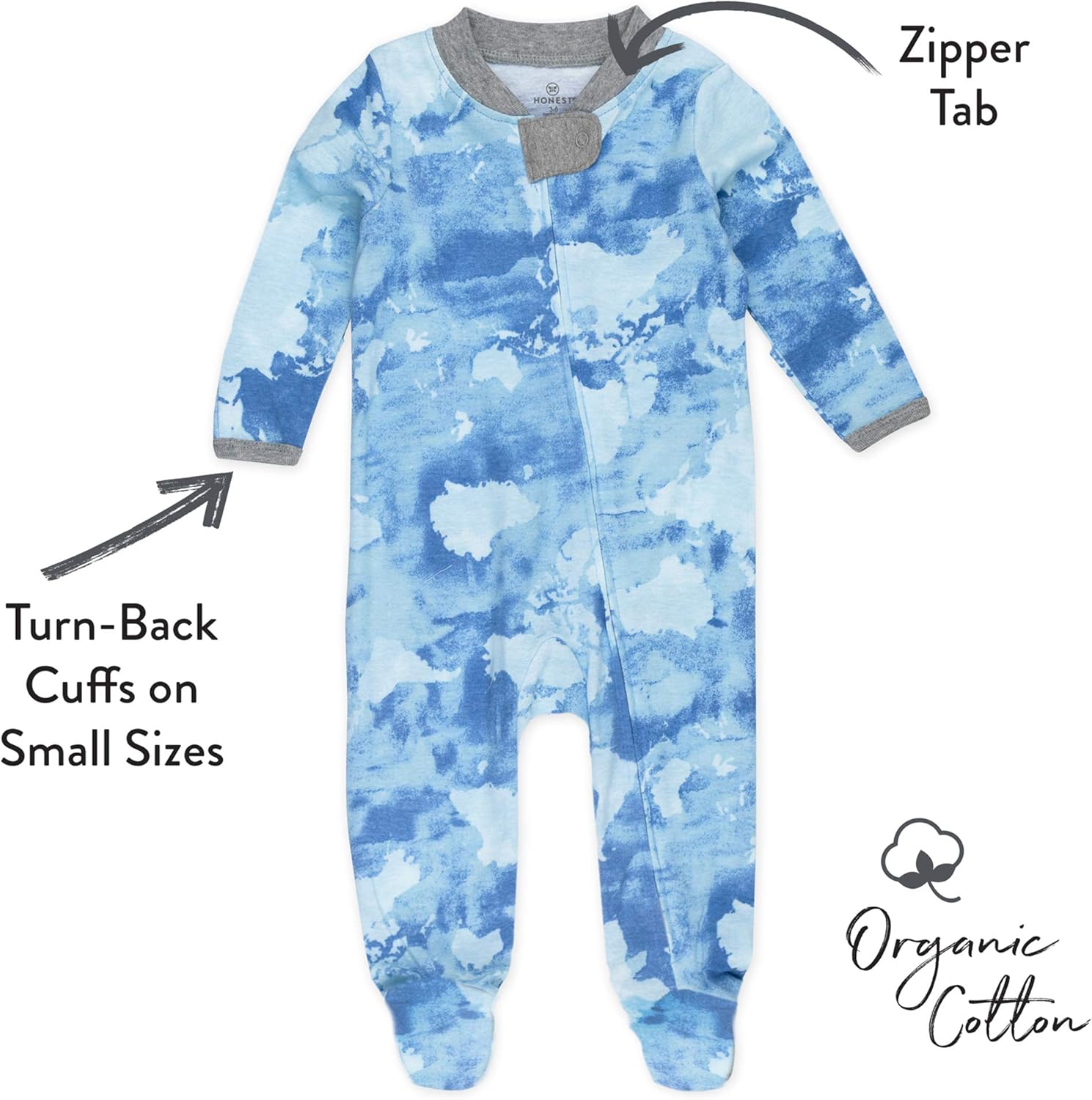 HonestBaby Organic Cotton Sleep Play Footie for Baby Boys