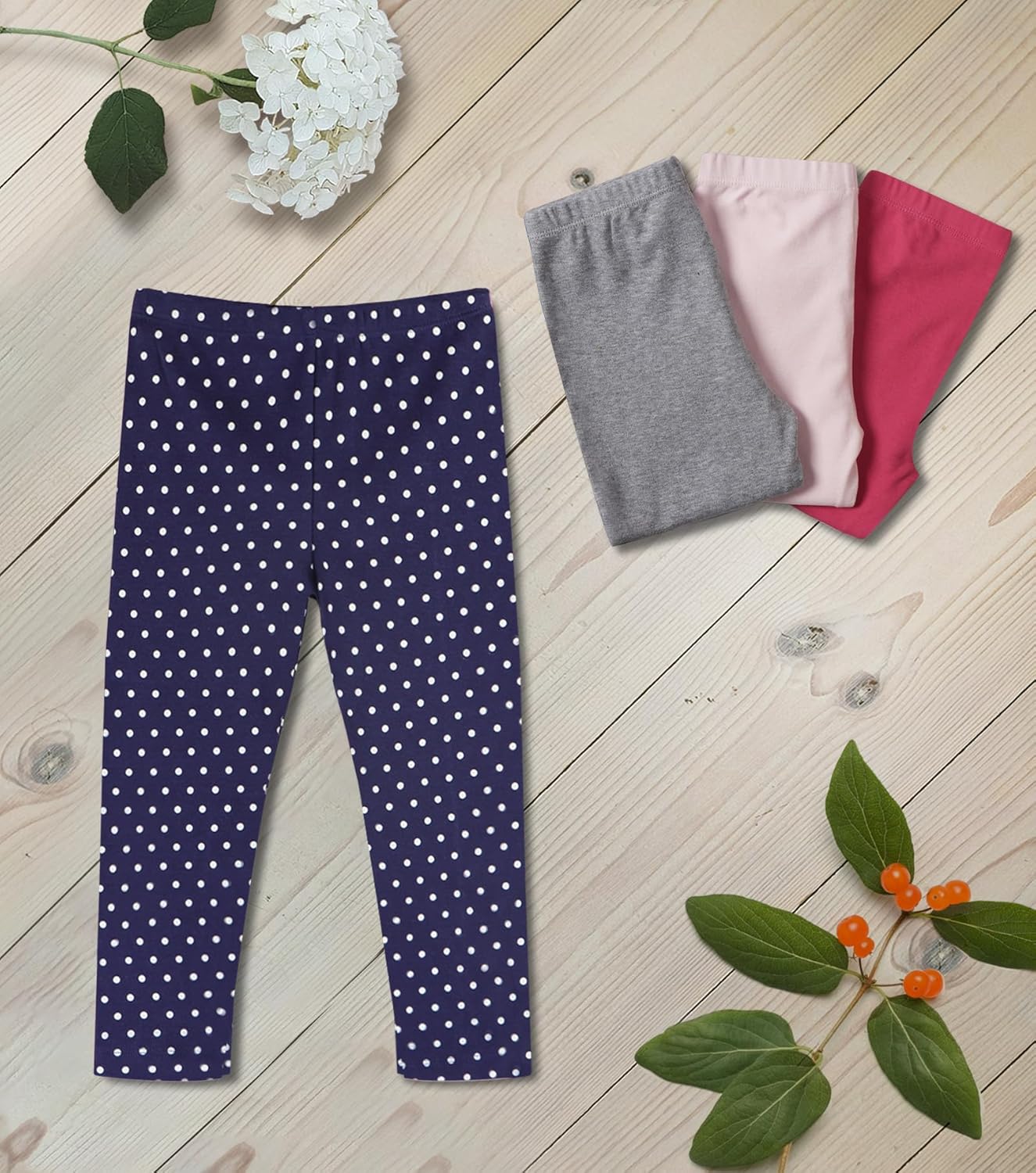 GLASH Kids Baby and Toddler Girls 4-Pack Cotton Leggings