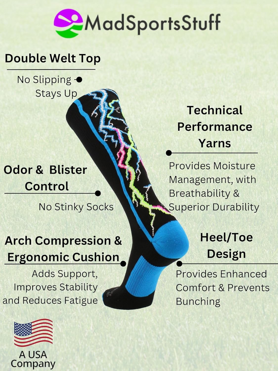 Electric Storm Lightning Socks Over the Calf