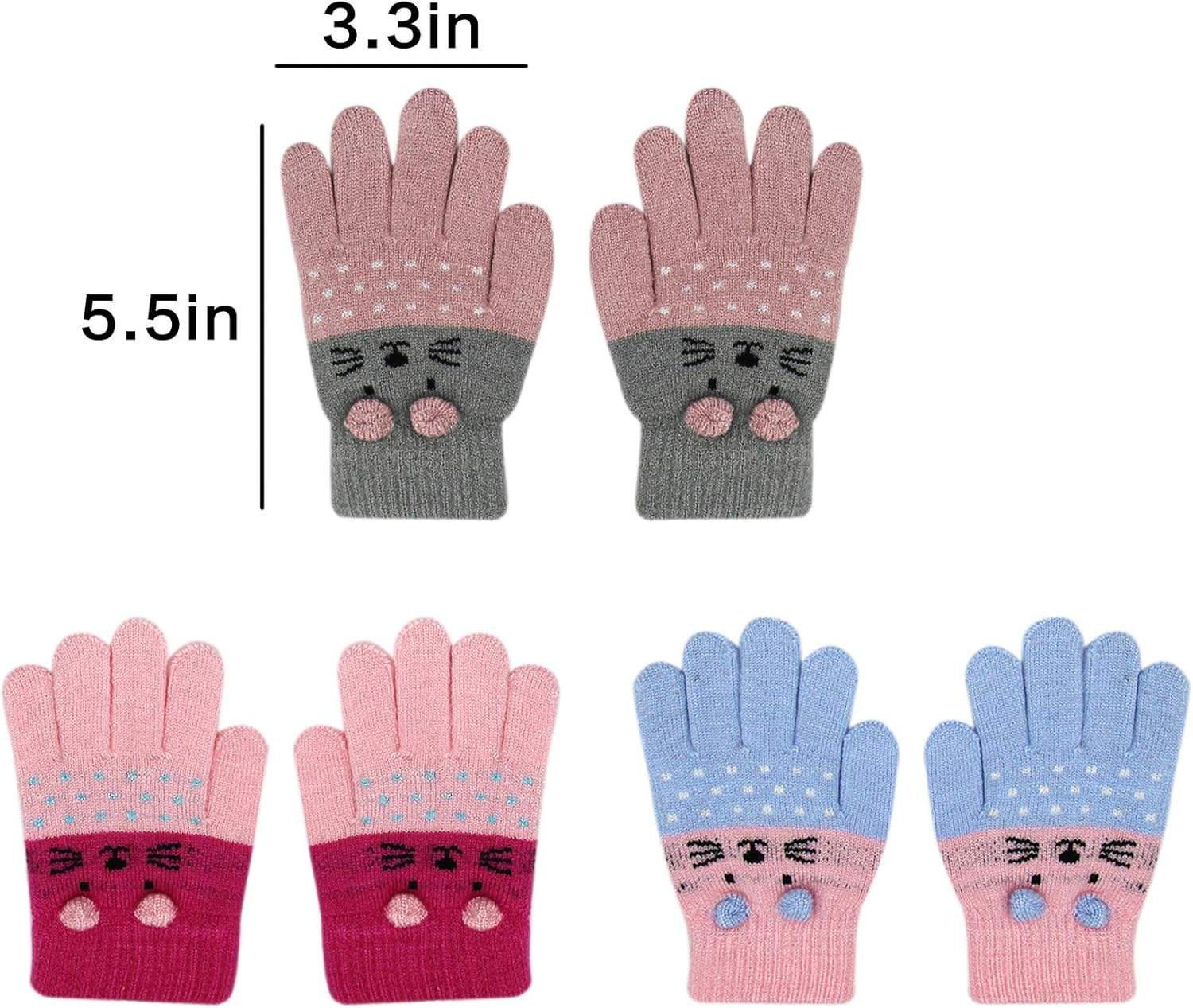 Cute Cat Winter Gloves for Kids