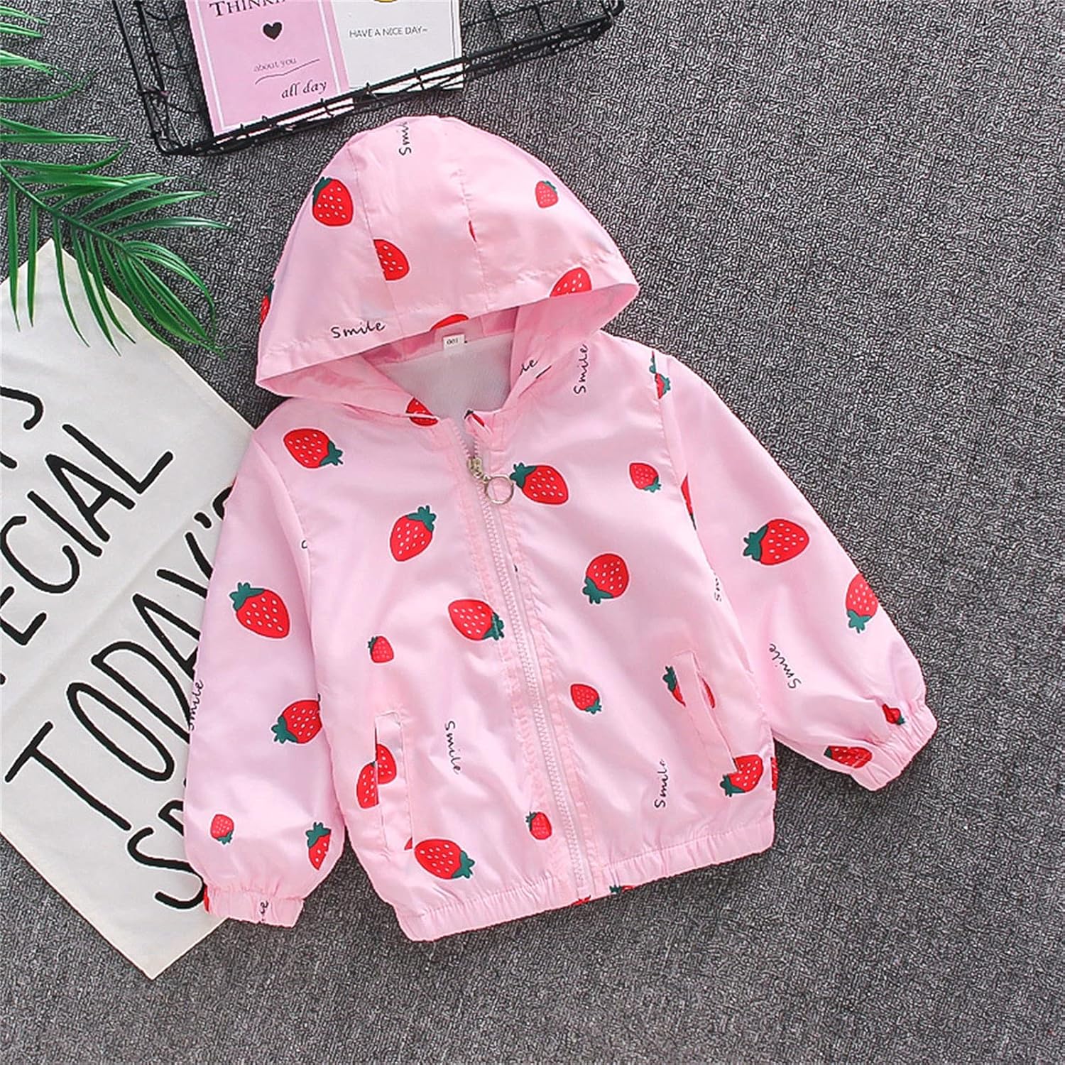 Spring Fall Water Resistant Hooded Windbreaker Jacket for Kids