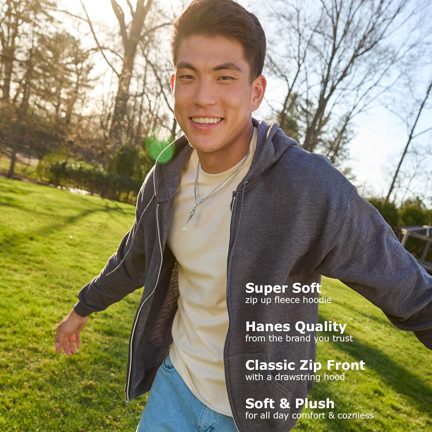 Hanes Mens EcoSmart Fleece Full-Zip Hoodie