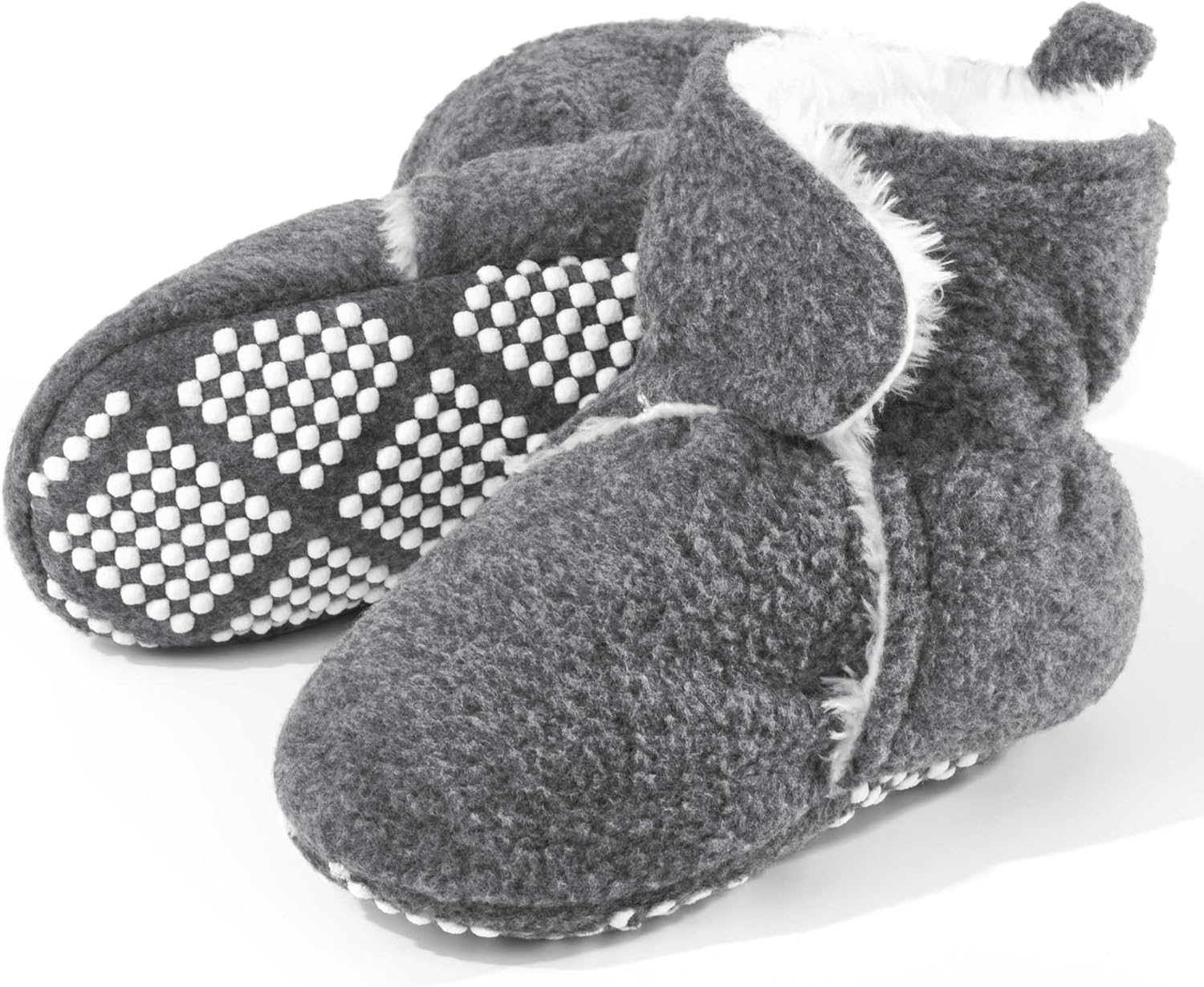 Pro Goleem Cozy Plush Fleece Denim Baby Booties 0-3 Months
