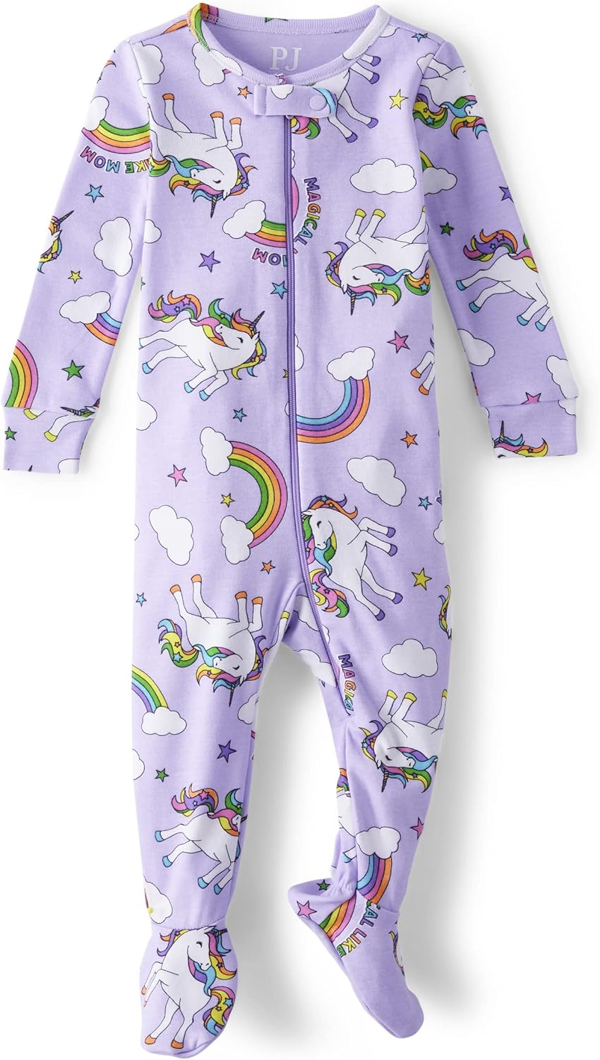 The Childrens Place Baby Girl Unicorn Snug Fit Cotton Pajamas