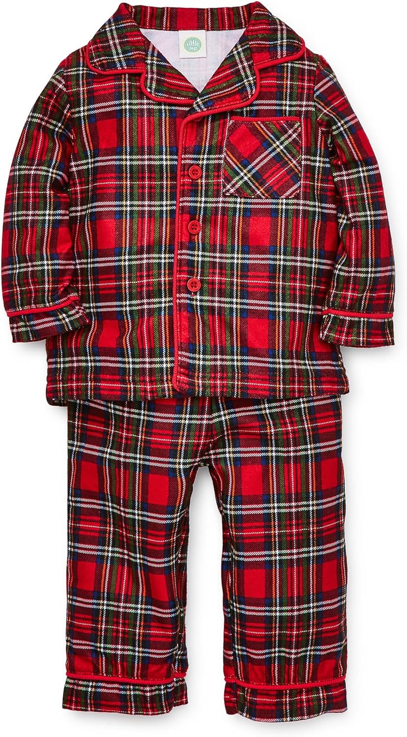 Little Me Christmas Plaid Pajamas for Baby Boys Girls 3M to 10Y