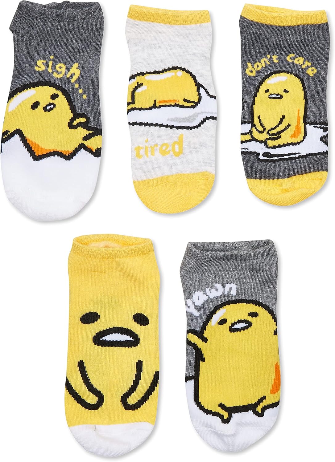 Gudetama Womens No-Show Socks 5-Pair Design With Characters Perfect Gift