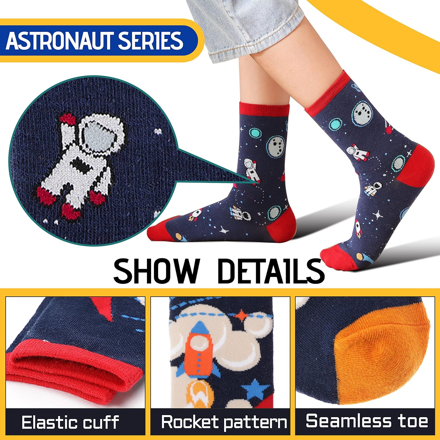 Anlisim Boys Kids 6 Pairs Cotton Socks Spandex Novelty Dinosaur Socks