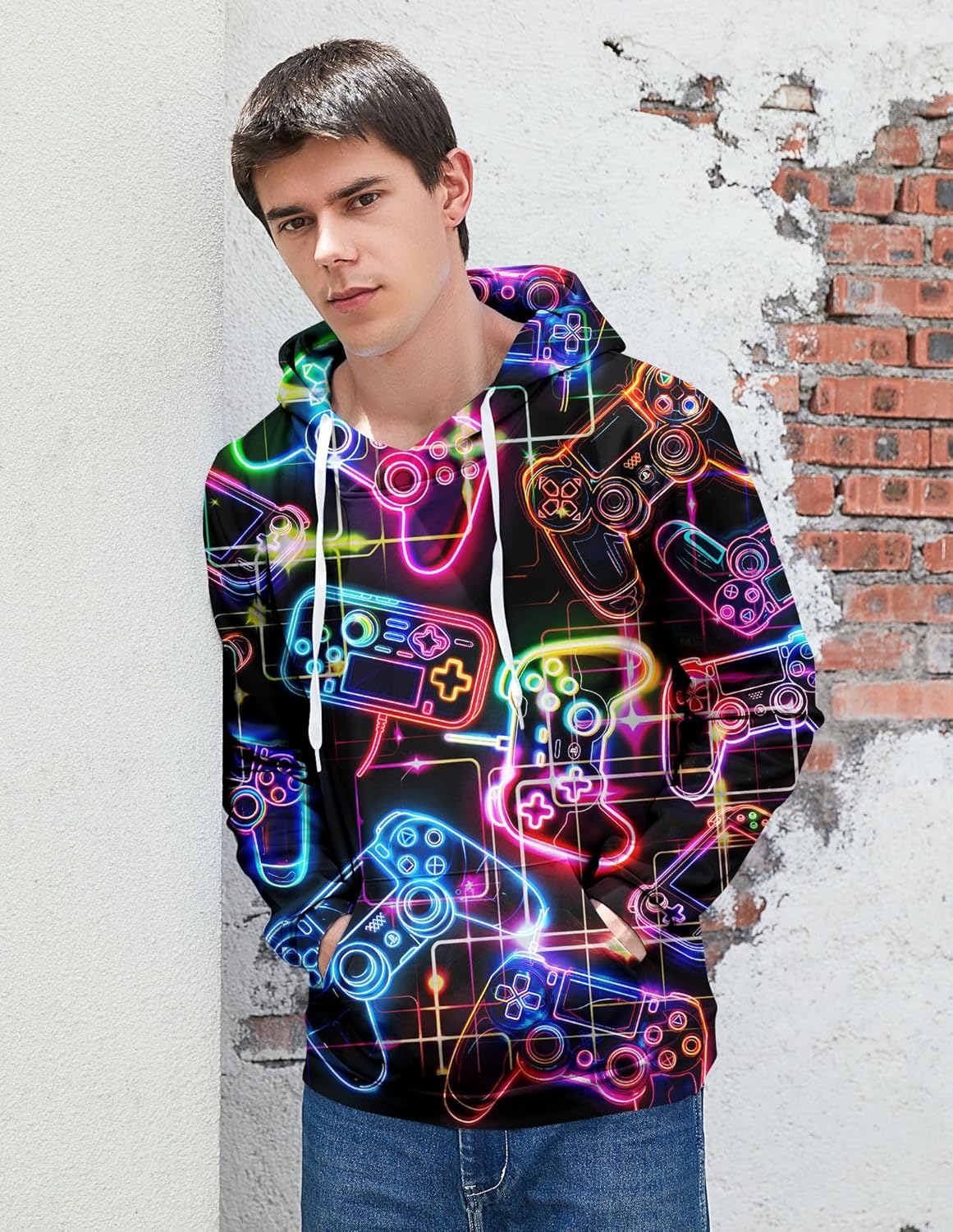 Goodstoworld Unisex Cool 3D Fleece Hoodie with Front Pocket