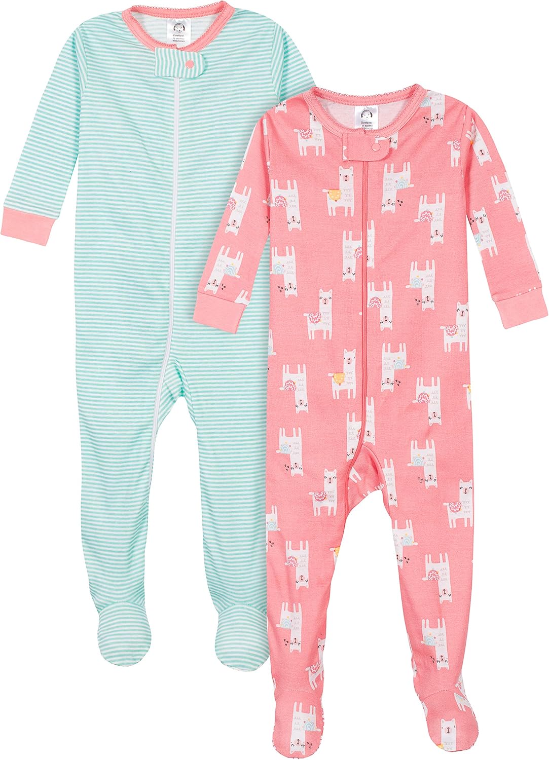 Gerber Baby Girls 2-Pack Footed Pajamas