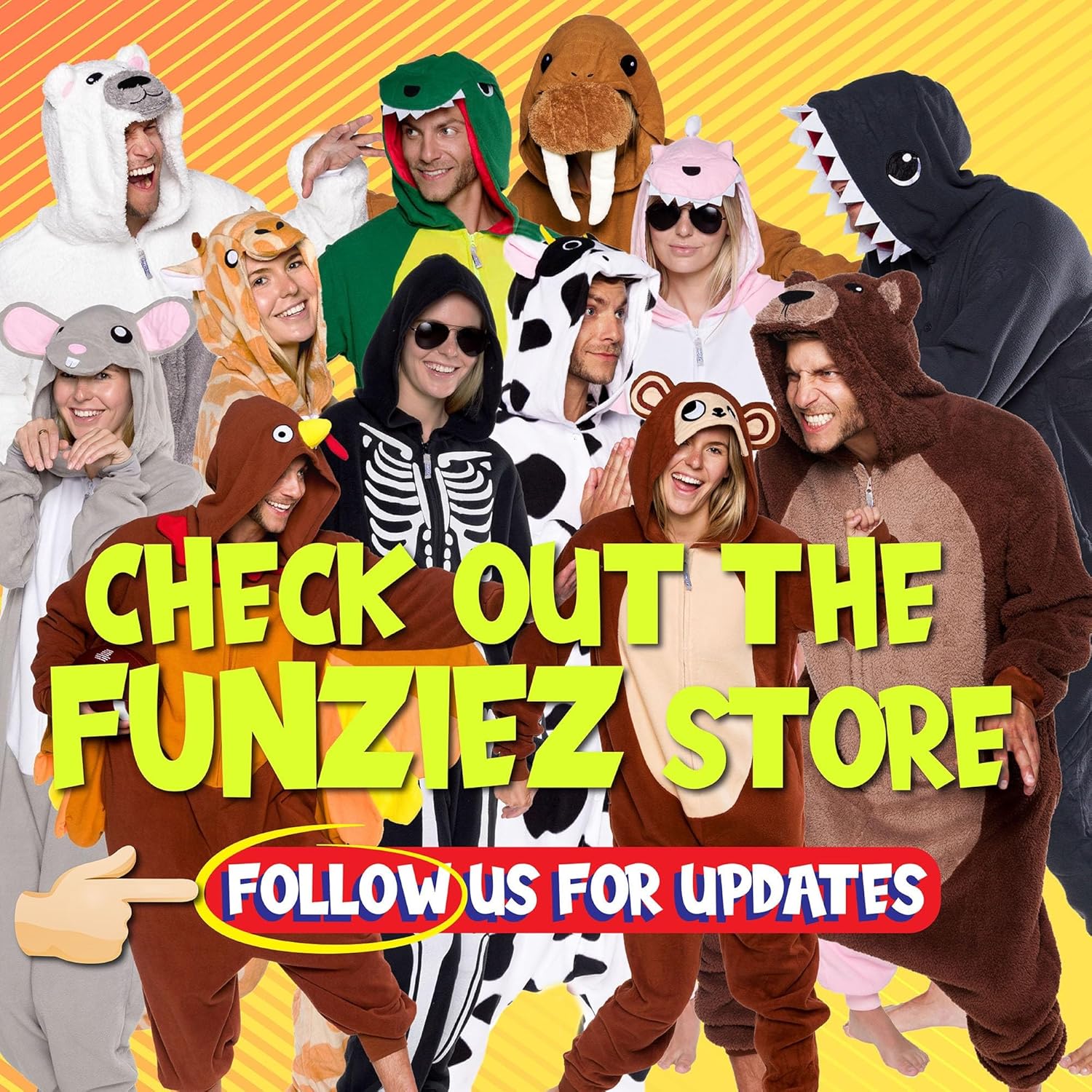 Funziez Furry Friends Animal Onesie - Halloween CosplayPerfect for Men Women