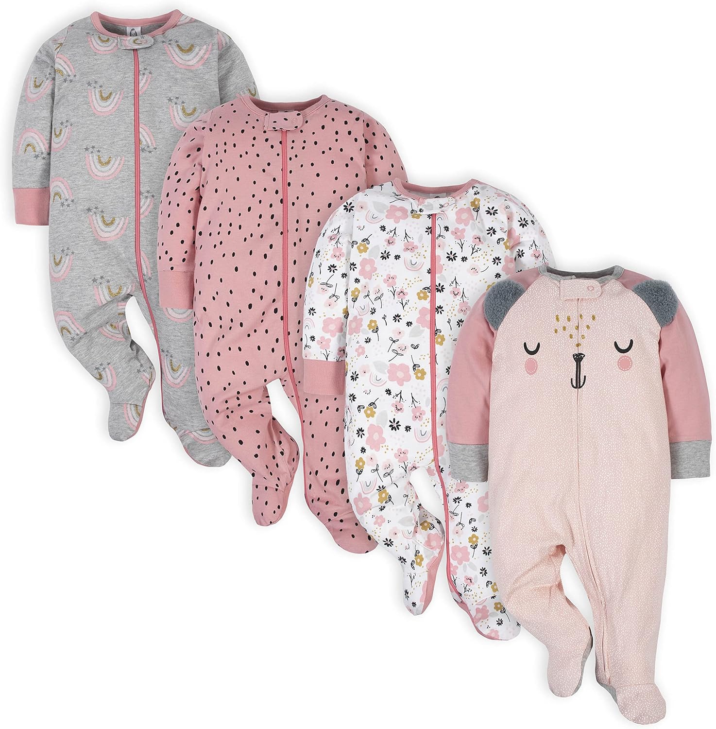 Gerber Baby Girls 4-Pack Sleep N Play Footie